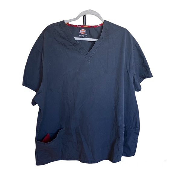 Dickies Women's Scrub Top Solid V-Neck 3XL, Pewter - Picture 1 of 8